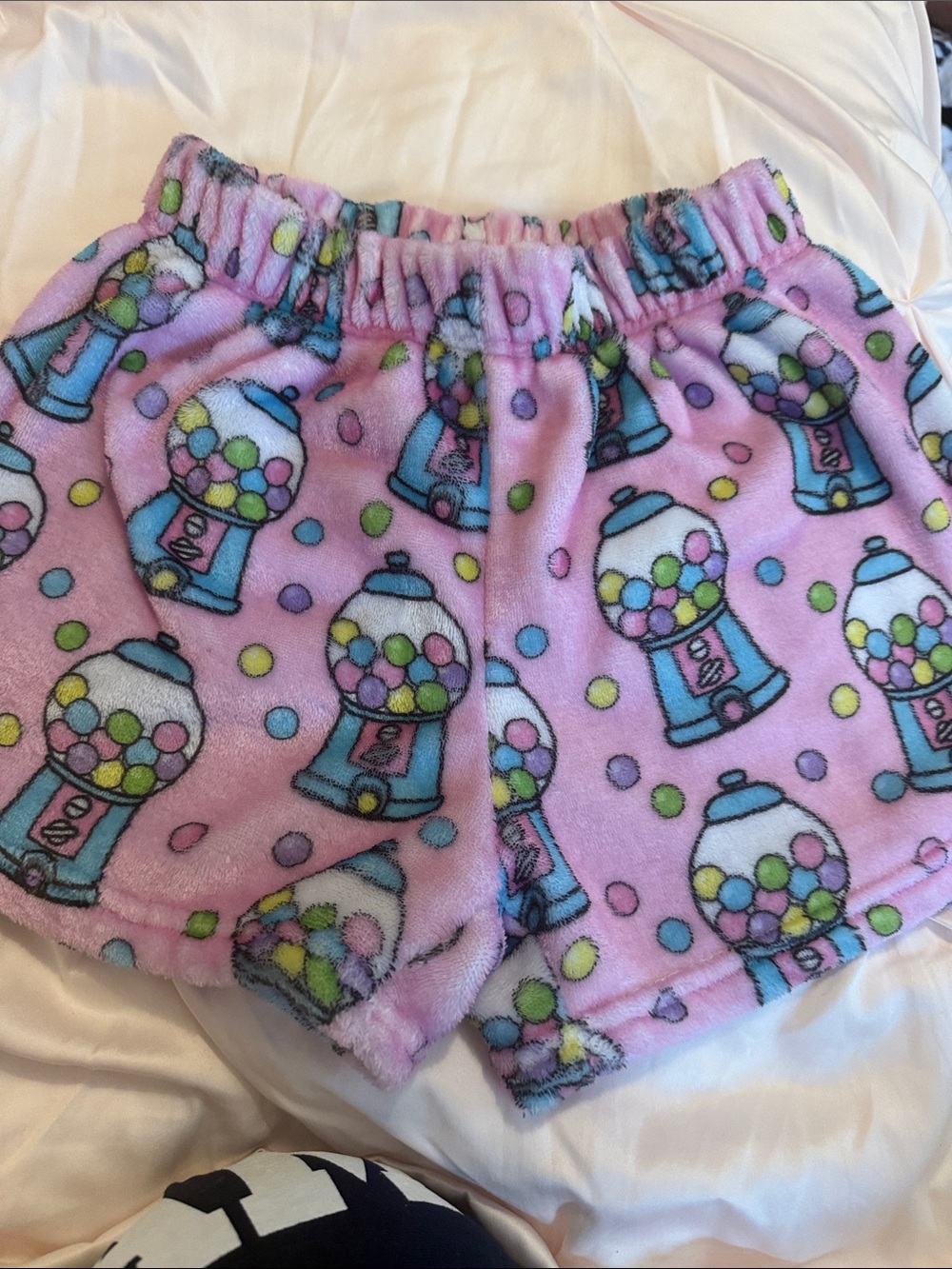 Kids Plush Gumball-Print Shorts in Pink